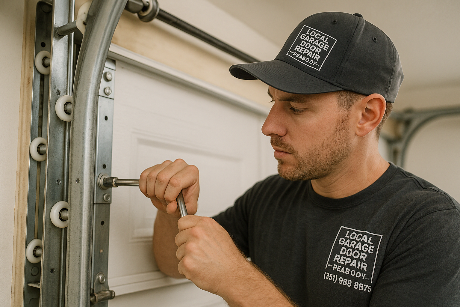 Garage Door Track Repair in Peabody